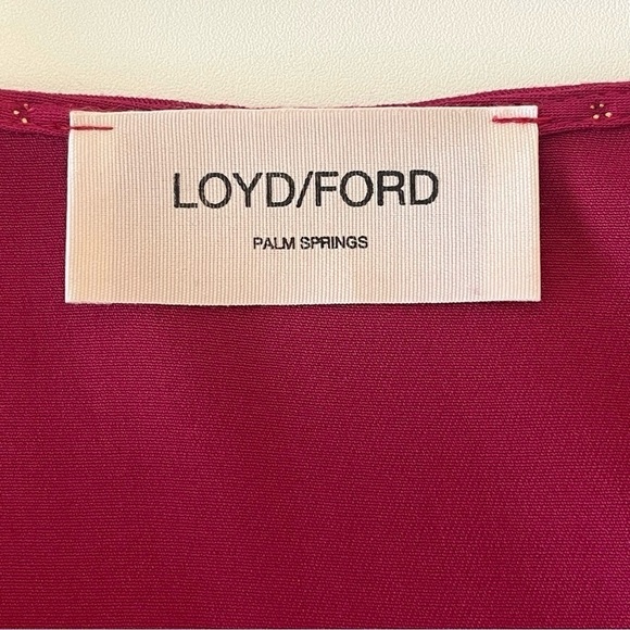 LOYD/FORD Flutter Sleeve Studded Ruffle Midi Wrap Dress Raspberry Red 0 / XS - Picture 12 of 14